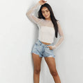 Pearl Studded See Through Top - DippedShop Wholesale - #4755