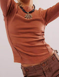 Solid Round Neck Top - DippedShop Wholesale - #9523