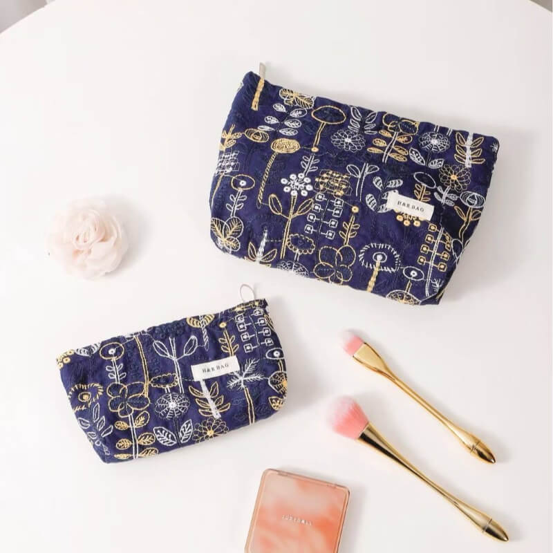 Cute Floral Cotton Embroidered Makeup Bag DP25C589
