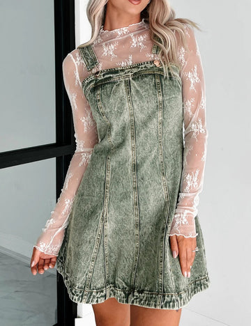 Washed Denim Spaghetti Mini Dress DP25A527