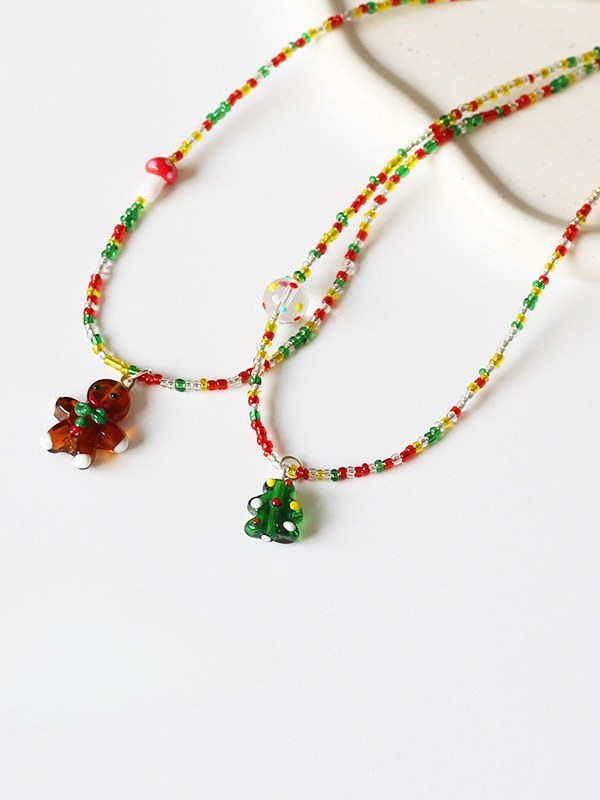 Christmas Colorful Beaded Pendant Necklace DPJN2021