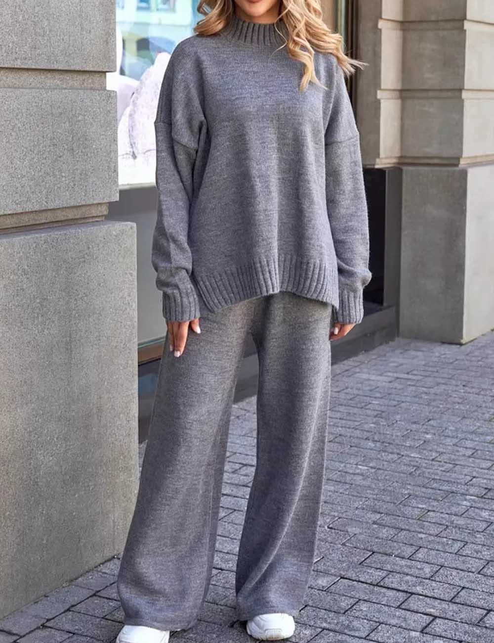 2 Piece Casual Long Sleeve Sweater Loose Pants DP25H648