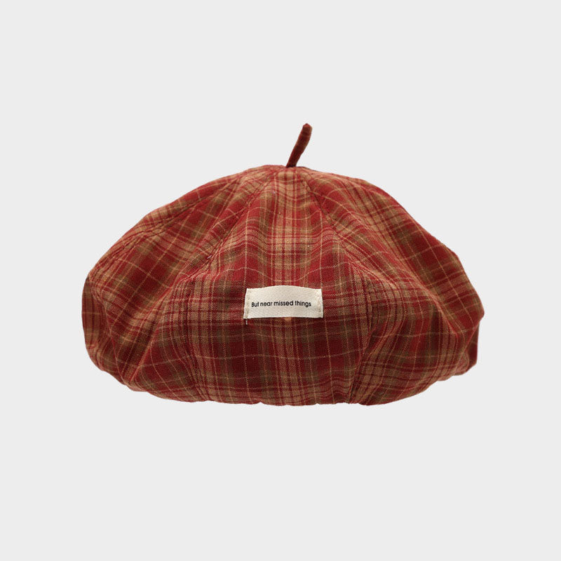 Classic Plaid Color Block Artistic Beret Hat MK2BW6W6HAT106