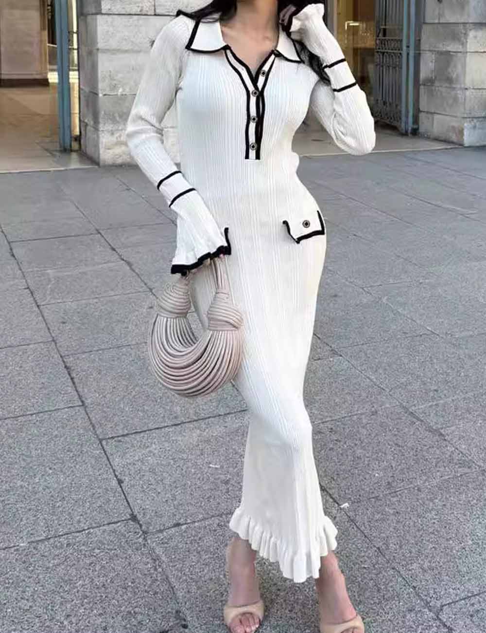 Trendy Polo Collar Button Up Maxi Dress DP25G540