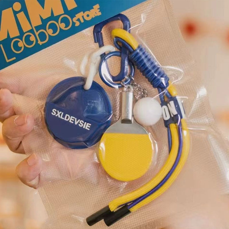 Mini Table Tennis Racket Rope Braided Keychain DP25E499