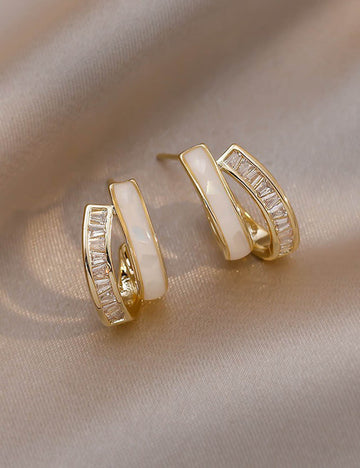 Elegant Double-Layer Rhinestone Stud Earrings DP25D820