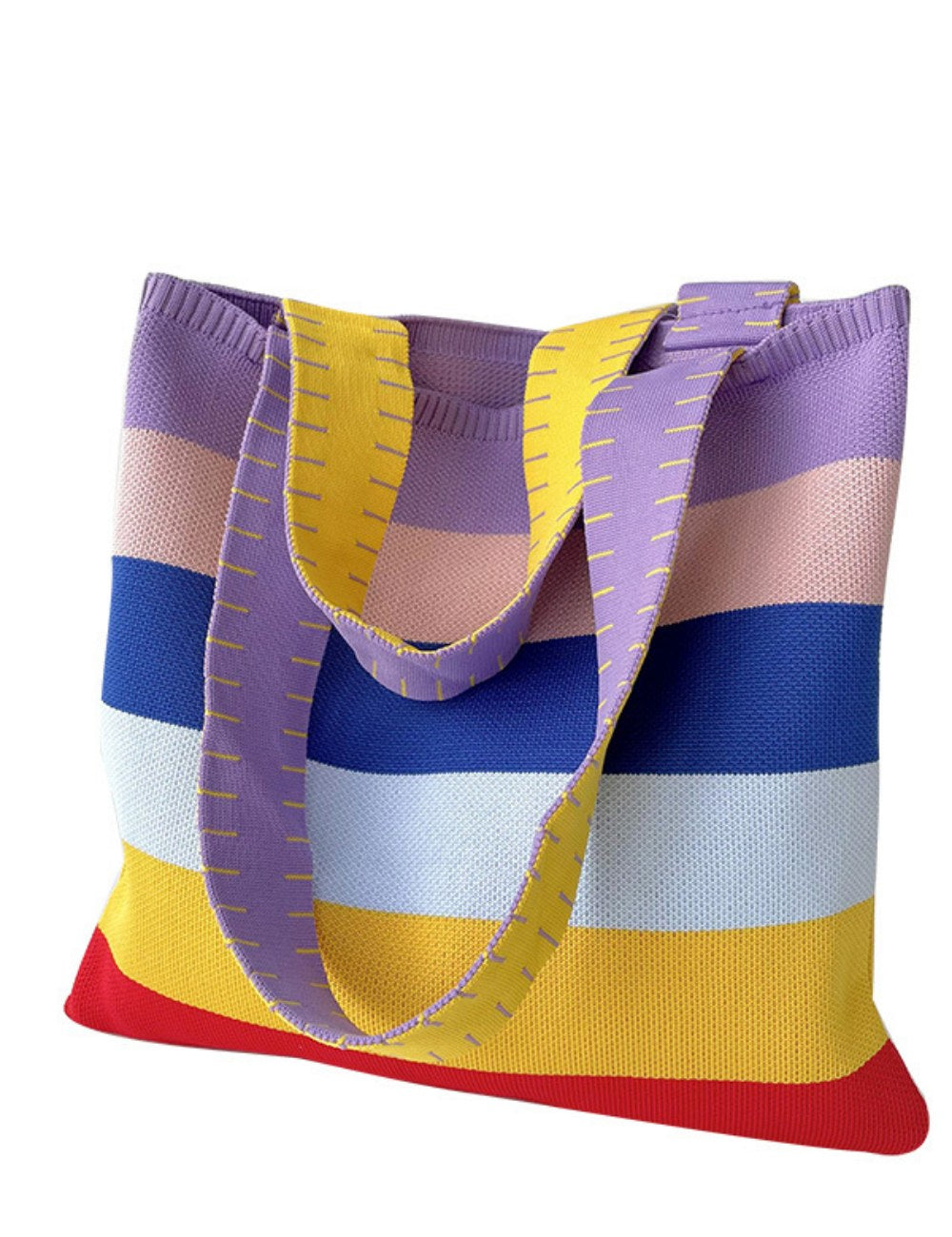 Rainbow Splice Color Block Knit Tote Bag DPB2518