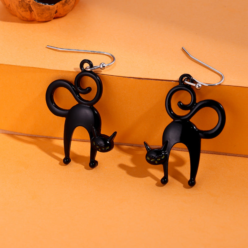 2+ Funny Cartoon Cute Cat Halloween Earrings DPJE2731