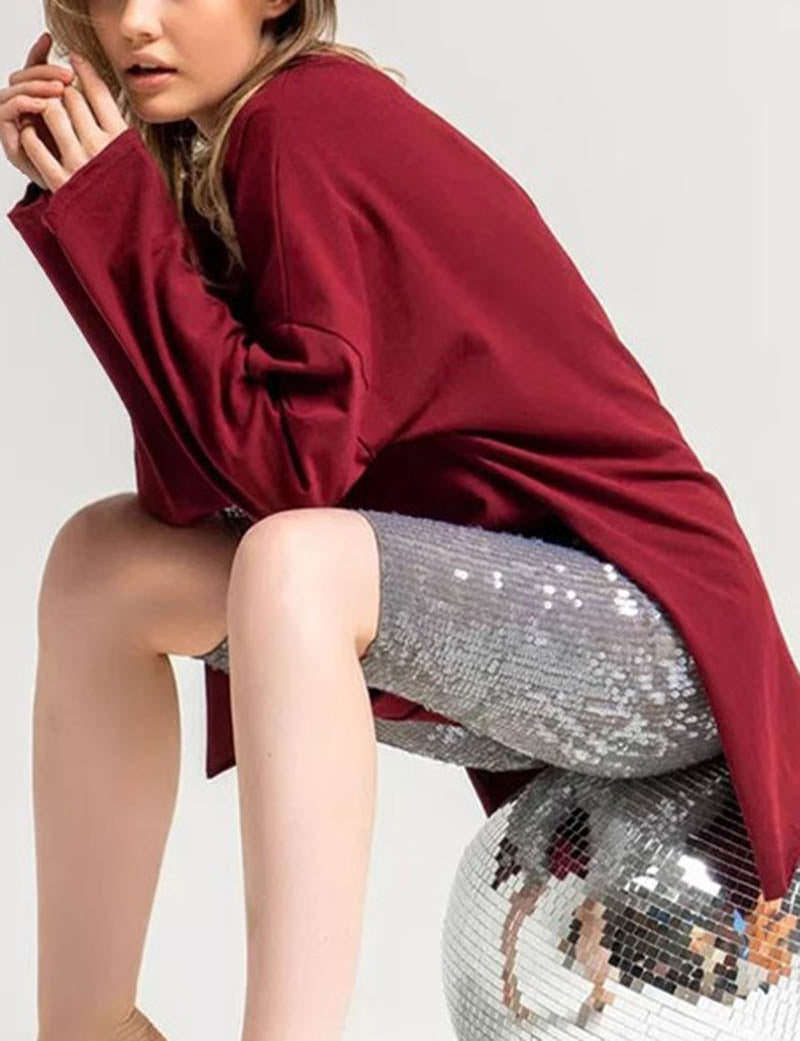 Solid Color Loose Side Split Knit Tops DP25D671