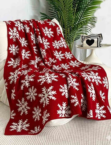 Christmas Snowflake Reversible Soft Throw Knit Blanket DP25H423