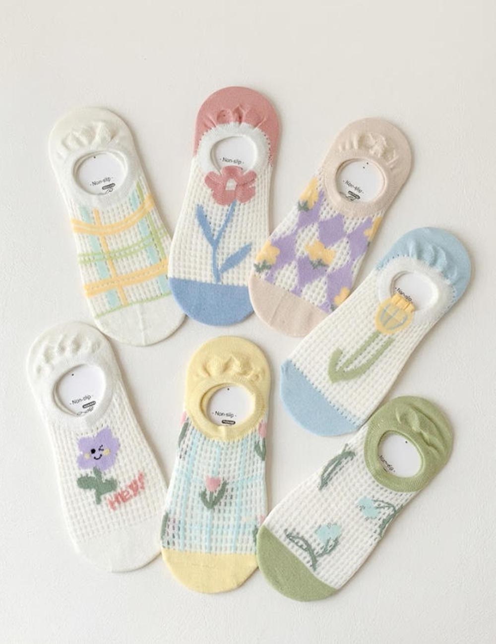 Floral Mesh No Show Socks - DippedShop Wholesale - #0147