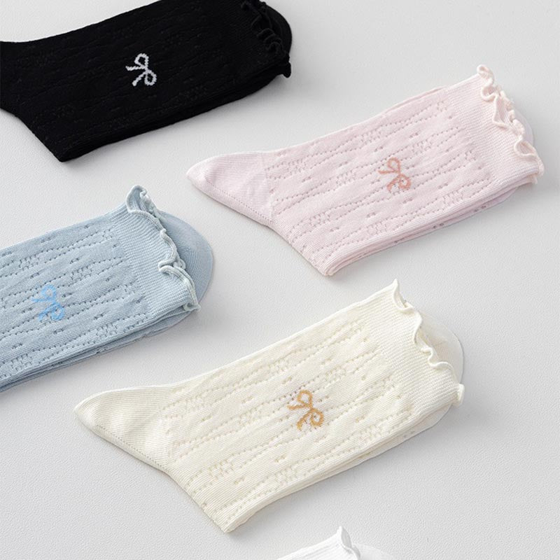 Bowknot Mesh Ruffle Socks - DippedShop Wholesale - #4867