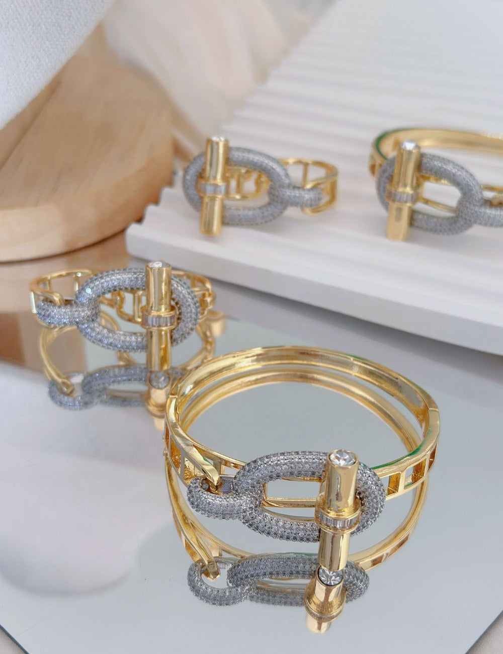 Elagant OT Buckle Zircon Studded Wrap Bracelet DP25D710