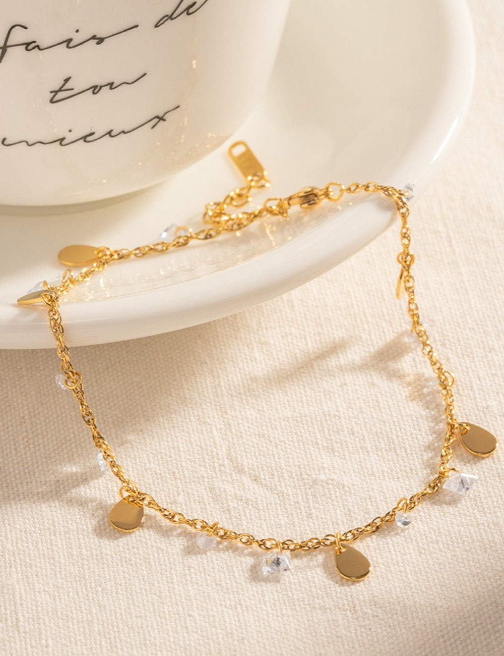 Trendy Crystal Pendants Tassel Chain Anklets 8ZA6JAB42L