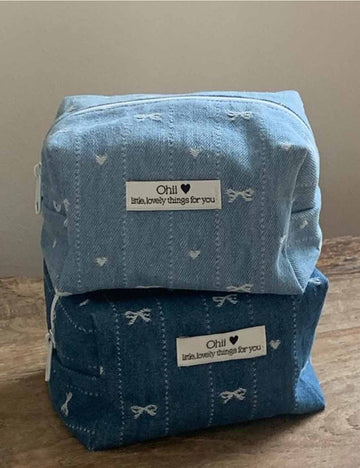 Denim Bow Print Mini Storage Bag DP25E641