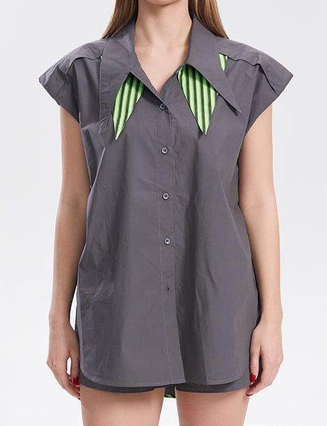 Lapel Shirt Shorts Set - DippedShop Wholesale - #4963