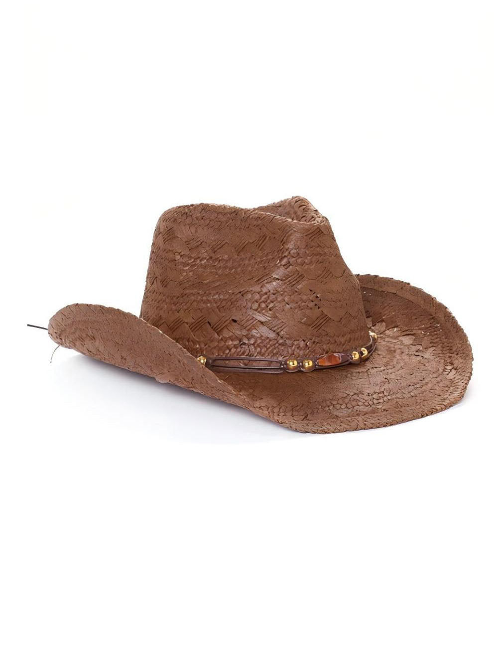 Retro Beaded Band Straw Cowboy Hat AH048