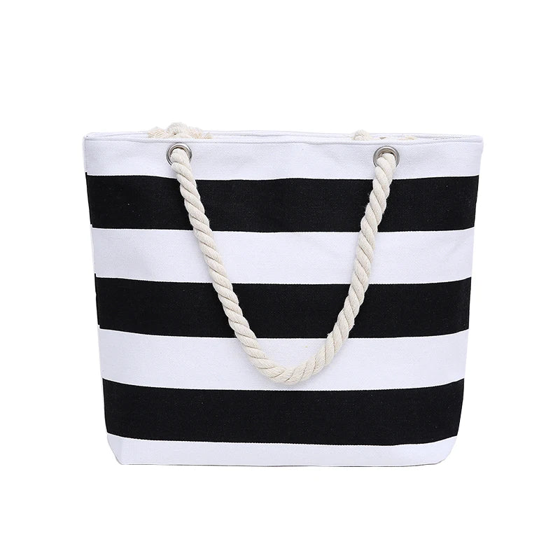 Simple Color Block Striped Beach Shoulder Bag MK2BLW6W10BBG559