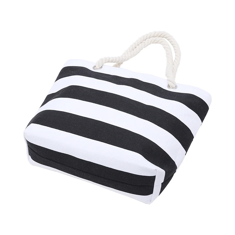 Simple Color Block Striped Beach Shoulder Bag MK2BLW6W10BBG559