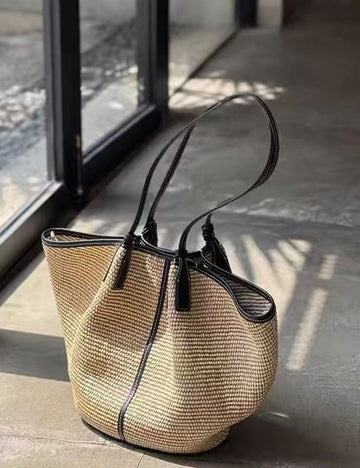 Stylish Hand-Woven Large Capacity Tote Bag MK2BCR6W10BBG15