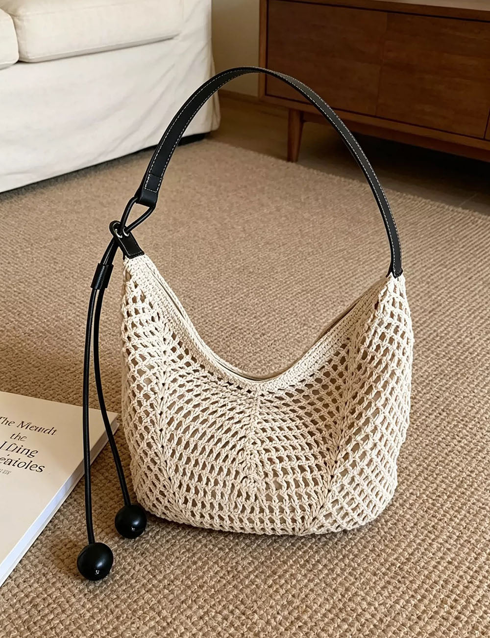 Minimalist Solid Color Hollow Hand-Woven Handbag MK2BCR6W10BBG18