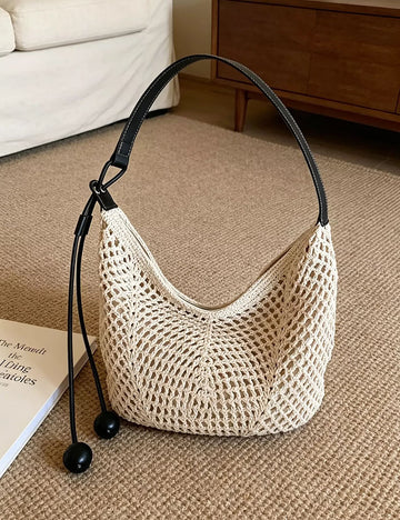 Minimalist Solid Color Hollow Hand-Woven Handbag MK2BCR6W10BBG18