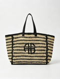 Color Block Letter Embroidery Tote - DippedShop Wholesale - #5043