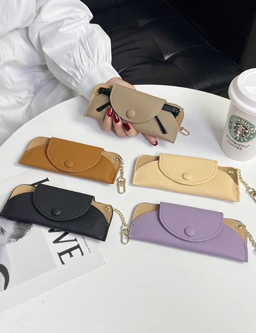 Solid Color Flip Over Portable Sunglasses Case MK2BLC6W13HSY47
