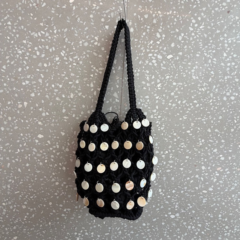 Solid Color Shell Tassel Pendant Hollow Handbag MK2BLK6S10BBG870