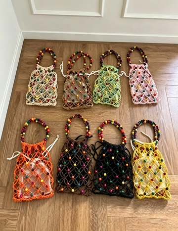 Dopamine Style Colorful Beaded Hand-Woven Handbag MK2BLK6S10BBG871
