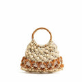 Stylish Hollow Out Beaded Chain Hand-Woven Handbag MK2BLK6S10BBG873