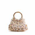 Stylish Hollow Out Beaded Chain Hand-Woven Handbag MK2BLK6S10BBG873
