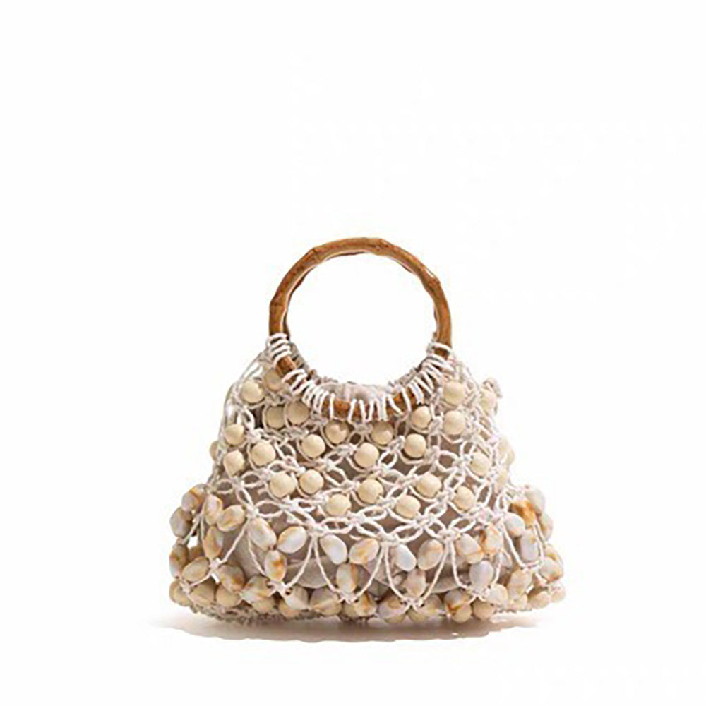 Stylish Hollow Out Beaded Chain Hand-Woven Handbag MK2BLK6S10BBG873