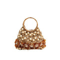 Stylish Hollow Out Beaded Chain Hand-Woven Handbag MK2BLK6S10BBG873