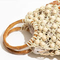 Stylish Hollow Out Beaded Chain Hand-Woven Handbag MK2BLK6S10BBG873