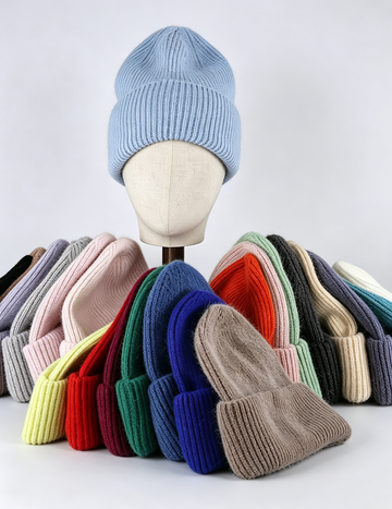 Simple Solid Warm Cuffed Ribbed Knit Beanie 6W6HAT687