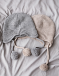 Simple Cute Pom-Pom Earflap Knit Beanie 6W6HAT692