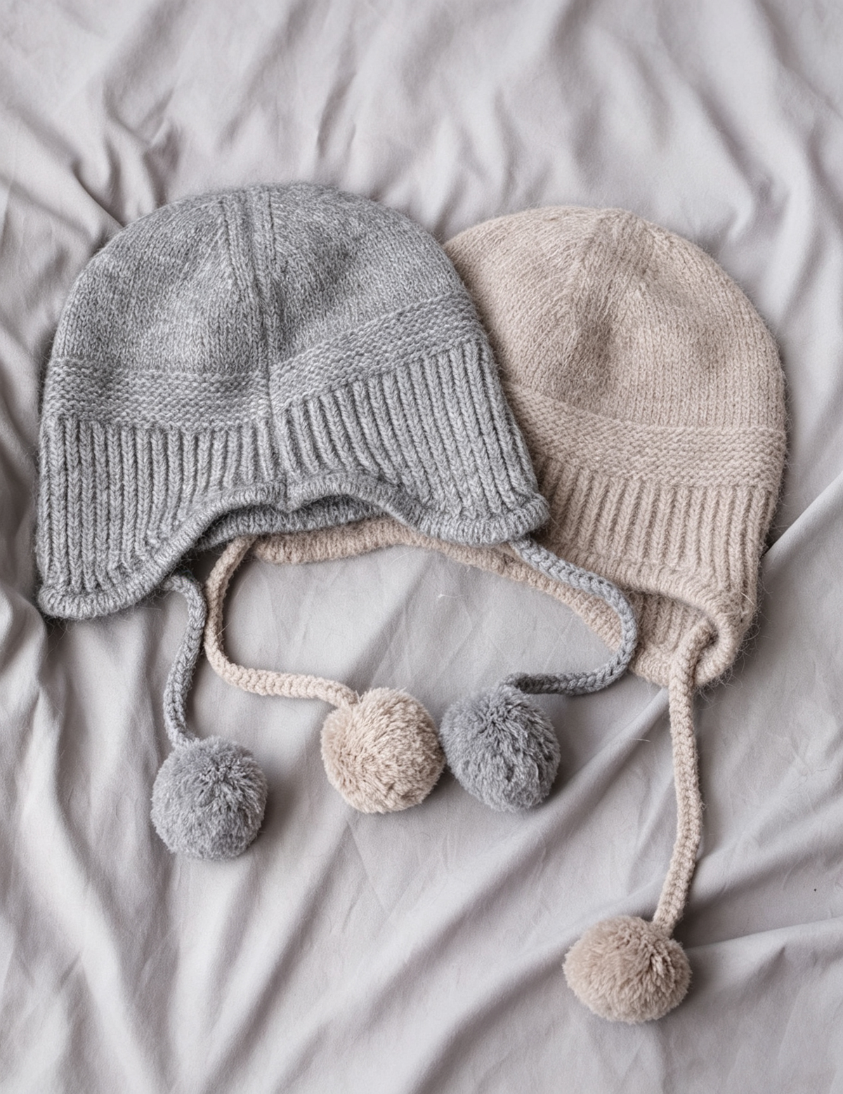 Simple Cute Pom-Pom Earflap Knit Beanie 6W6HAT692