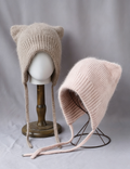 Soft Fuzzy Earflap Knit Beanie with Ties 6W6HAT693