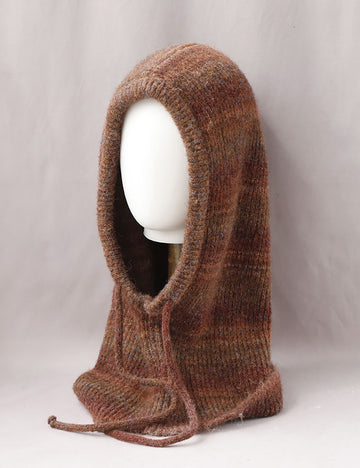 Vintage Striped Knitted Hooded Scarf Hat 6W6HAT702