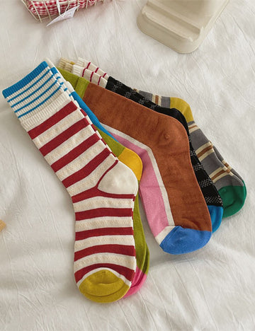 Cotton Striped Crew Socks - DippedShop Wholesale - #8675