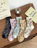 Jacquard Floral Crew Socks - DippedShop Wholesale - #3107