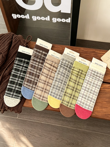 Plaid Crew Socks - DippedShop Wholesale - #9267
