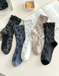 Floral Argyle Jacquard Cotton Socks - DippedShop Wholesale - #5923