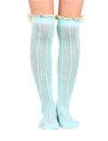 Sweet Lace Trim Button Knee High Socks 6W8FSO760