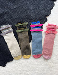 Sweet Shimmery Lurex Ruffle Double Bow Socks 6W8FSO770