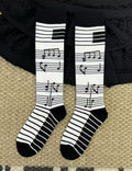 Color Block Musical Note Calf Socks 6W8FSO773