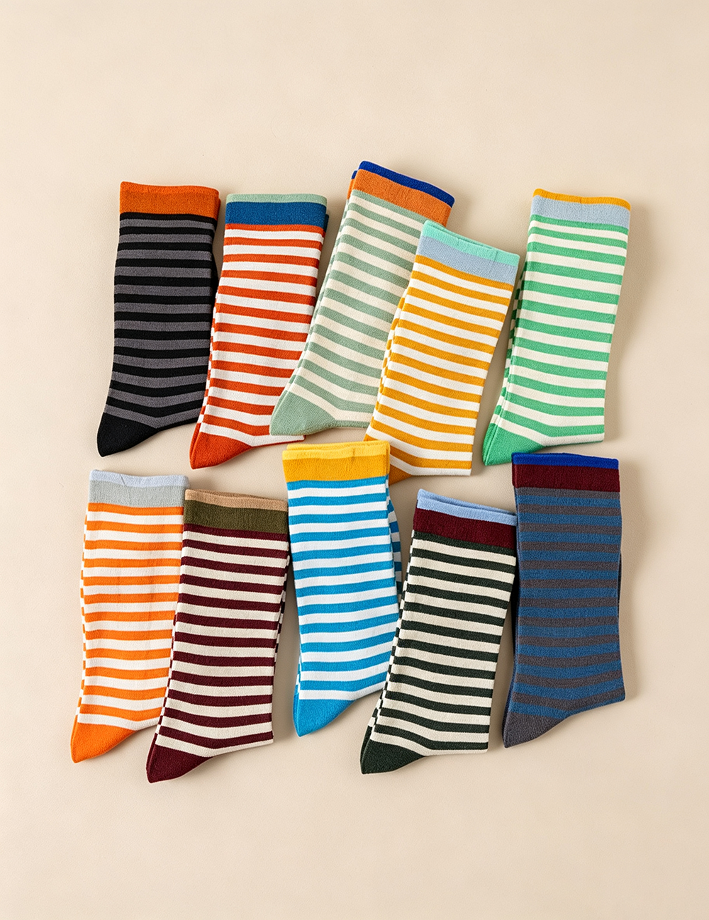 Classic Colorful Striped Mid Calf Socks 6W8FSO775