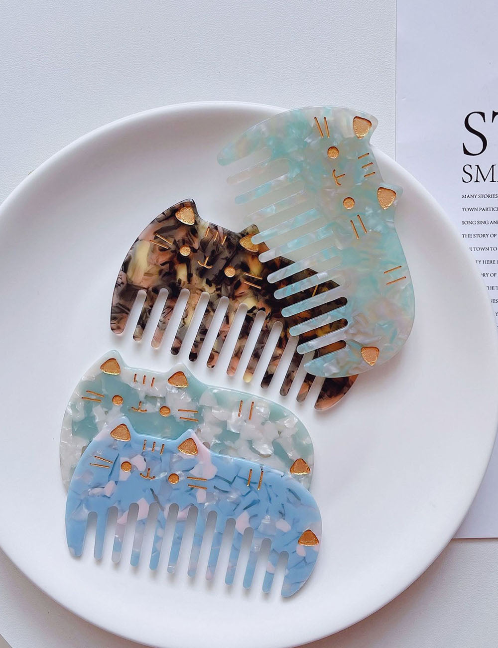 Wide Teeth Acetate Hair Combs - DippedShop Wholesale - #9859
