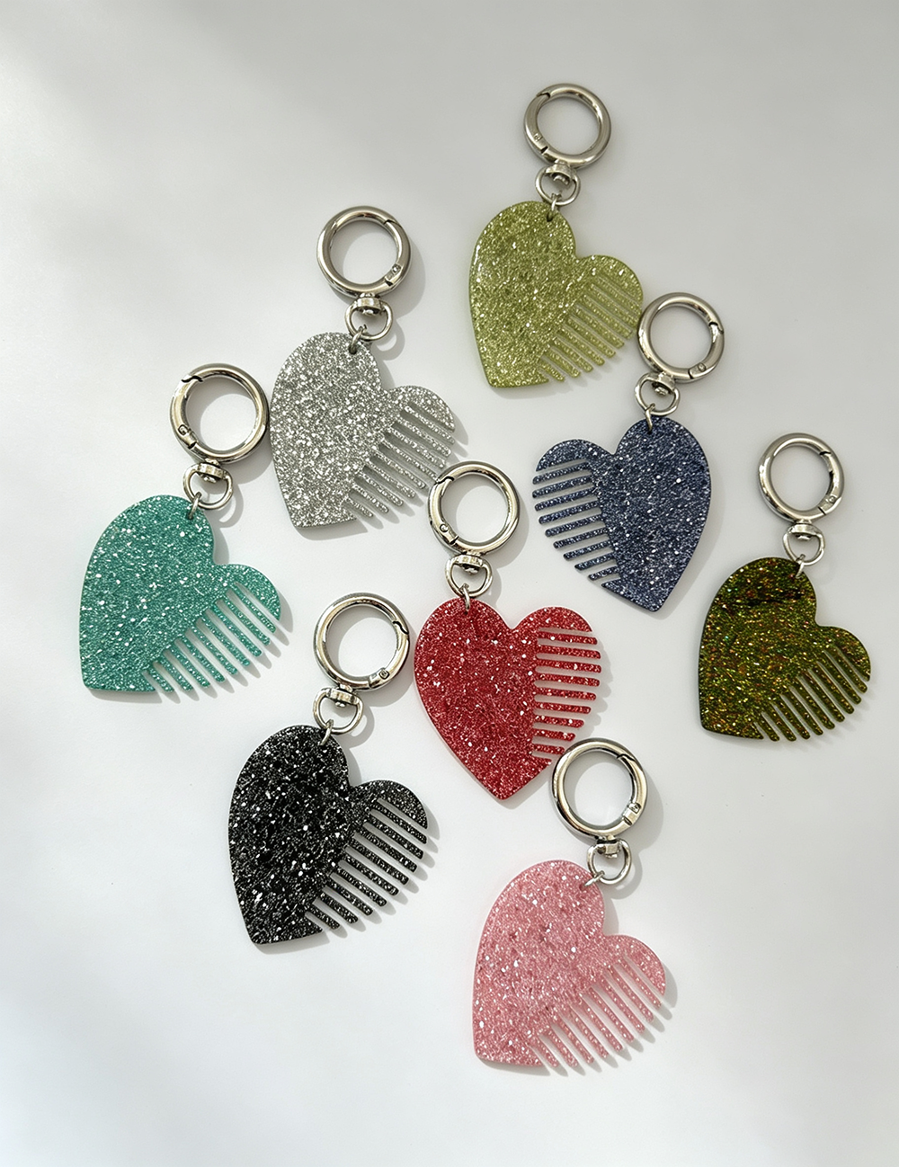 Heart Shape Glitter Hair Combs - DippedShop Wholesale - #6163
